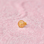 Gold round stud earring with floral lattice design