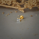 Quad Petals Gold and Diamond Nose Pin - Square Design Nose Stud Online