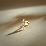Slug Long Animal Inspired Gold and Diamond Nose Pin for Women - Vertical Three Stone Nose Stud Online