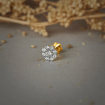 Testa Gold and Diamond Nose Pin for Women - Round Flower Cluster Design with Sparkling Diamonds, Everyday Wear Nose Stud Online