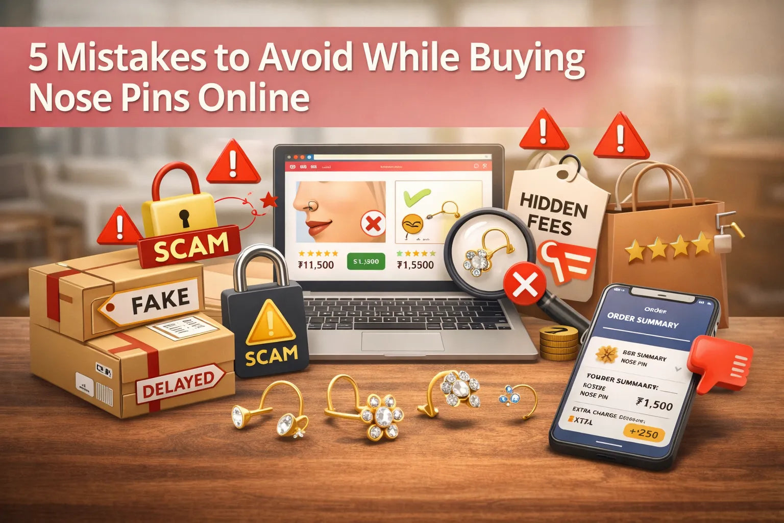 Image shown 5 Mistakes to Avoid While Buying Nose Pins Online