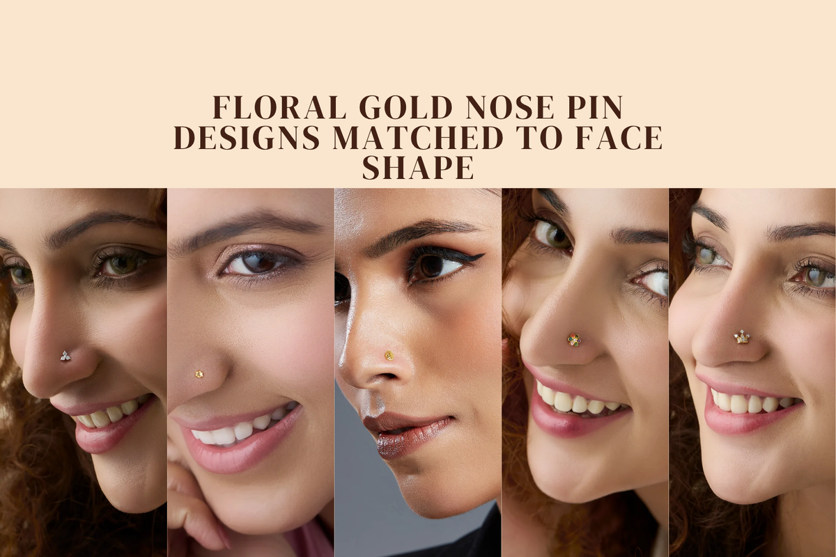 Floral Gold Nose Pin Designs Matched to Face Shape