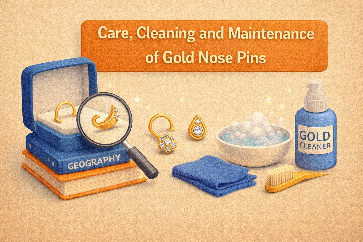 Image shown Care, Cleaning and Maintenance of Gold Nose Pins