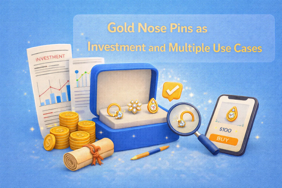 Image shown is Gold Nose Pins as Investment and Multiple Use Cases