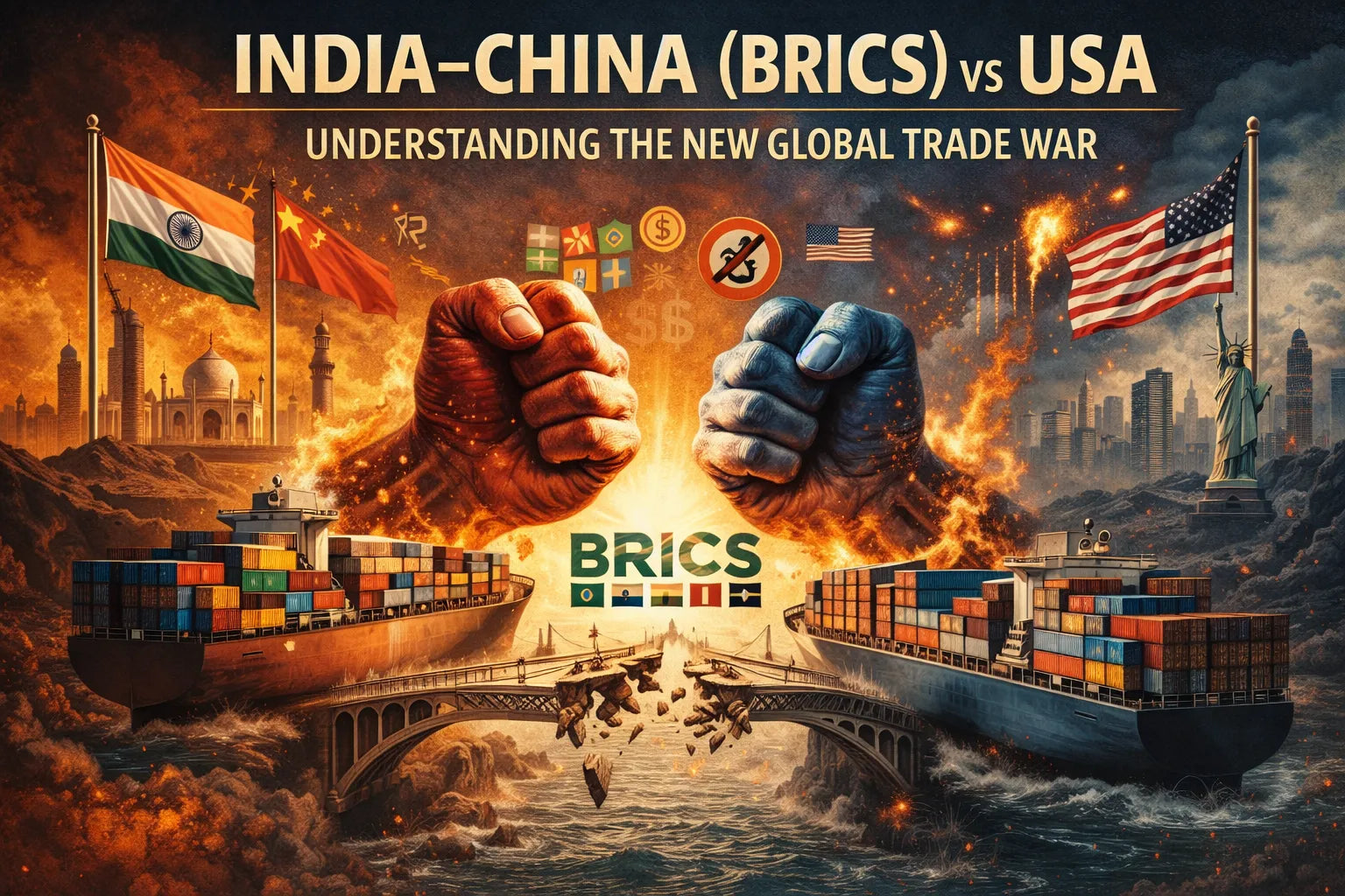 Image shown India–China (BRICS) vs USA: Understanding the New Global Trade War