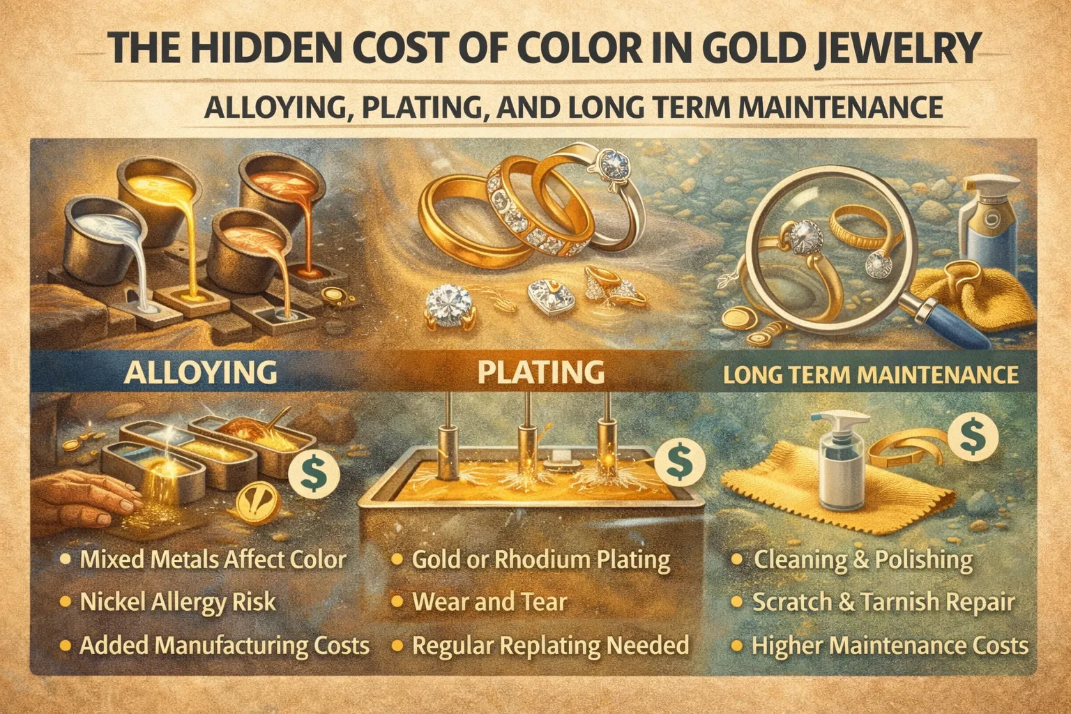 Image shown The Hidden Cost of Color in Gold Jewelry