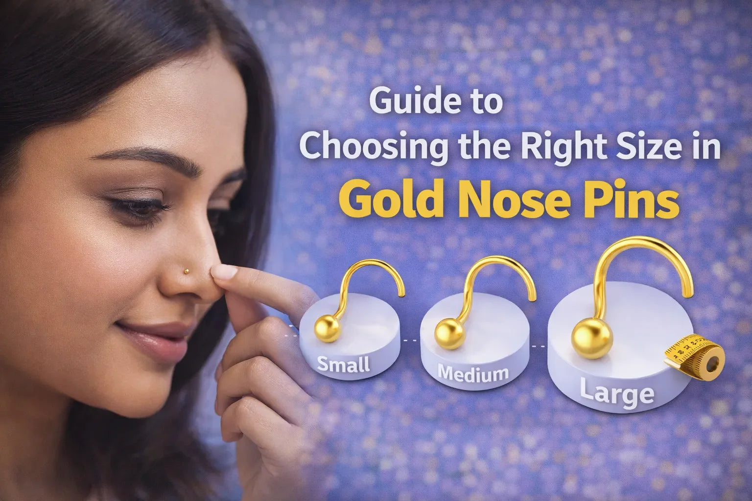 Image Shown Guide to Choosing the Right Size in Gold Nose Pins