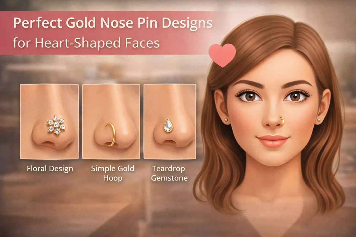 Image shown Perfect Gold Nose Pin Designs for Heart-Shaped Faces