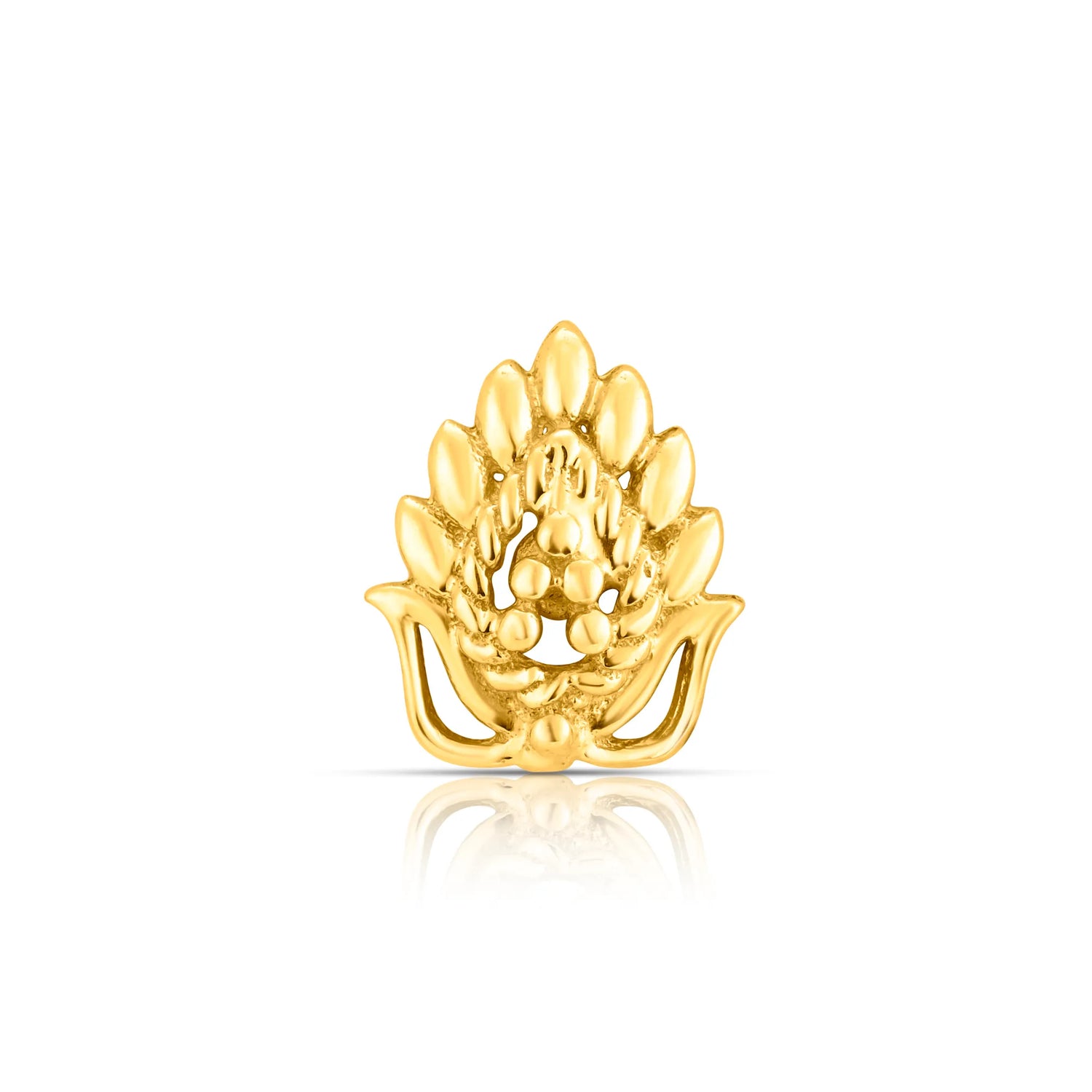 Peacock Plume -- 18K Peacock-Inspired Gold Nose Pin Design