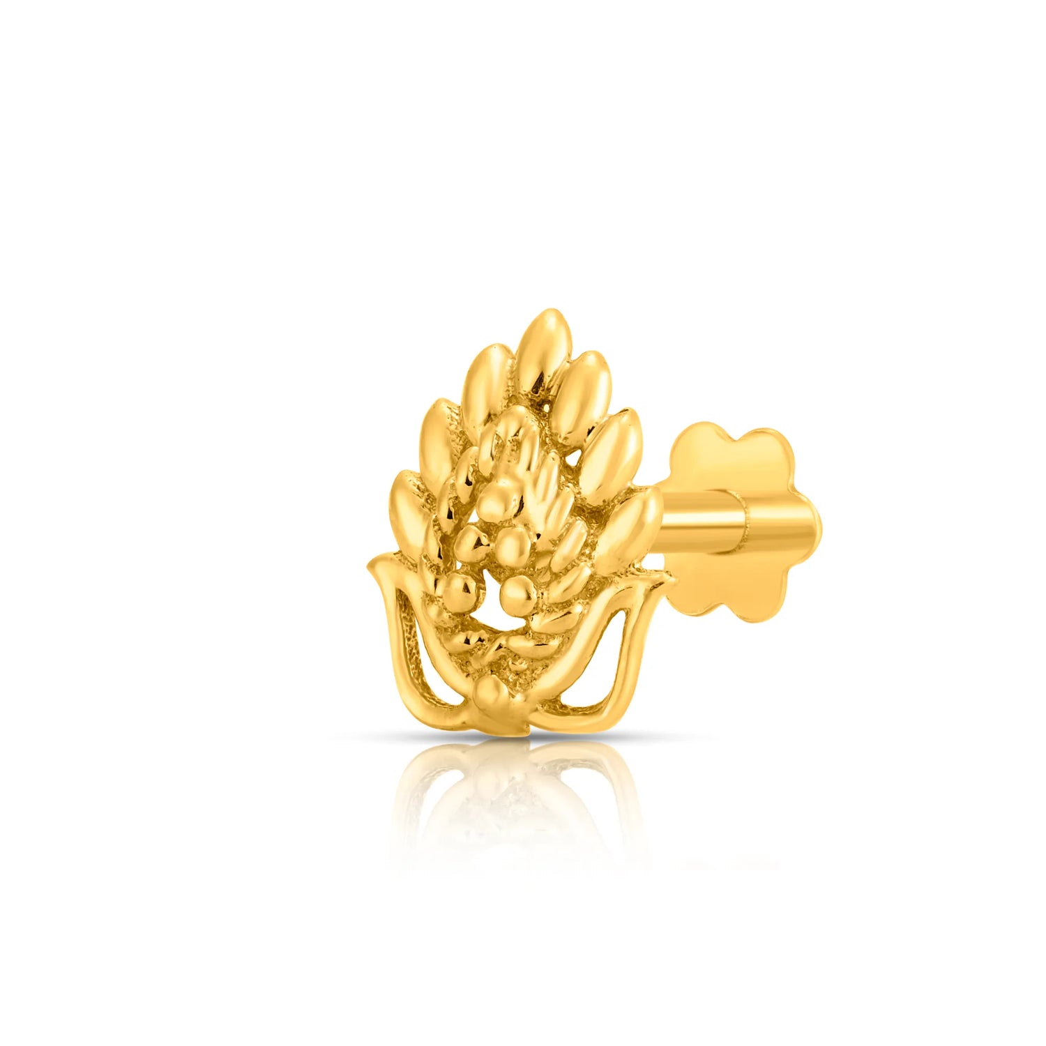 Peacock Plume -- 18K Peacock-Inspired Gold Nose Pin Design