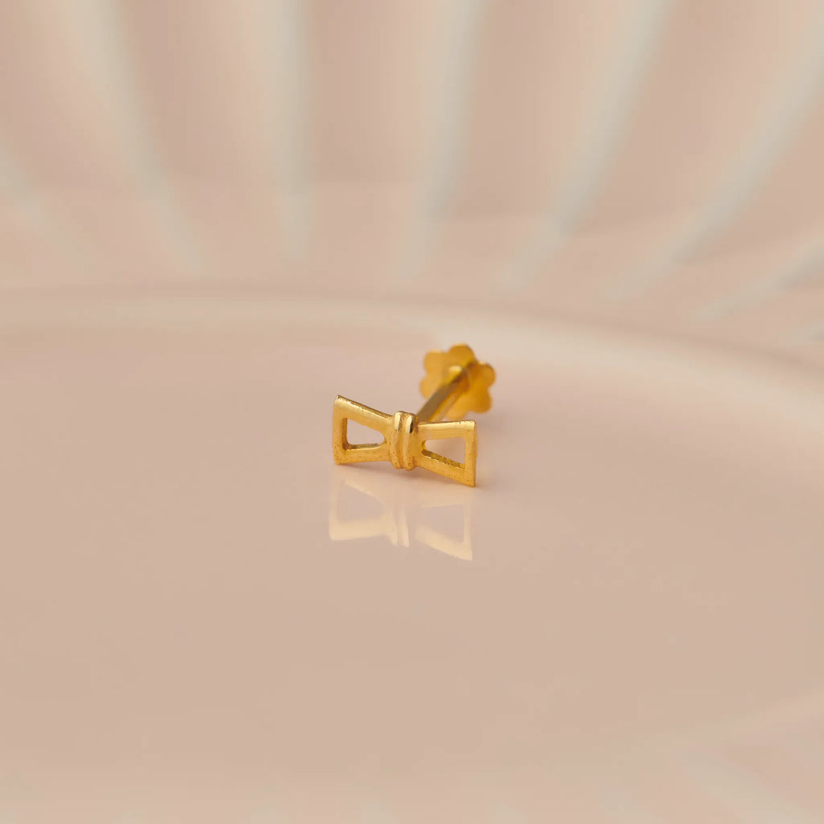 Ribbon Whisper -- 18K Bow-Inspired Casting Gold Nose Pin for Women