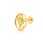 Elegant floral motif gold nose pin design crafted in 18k yellow gold featuring artistic petal detailing for women