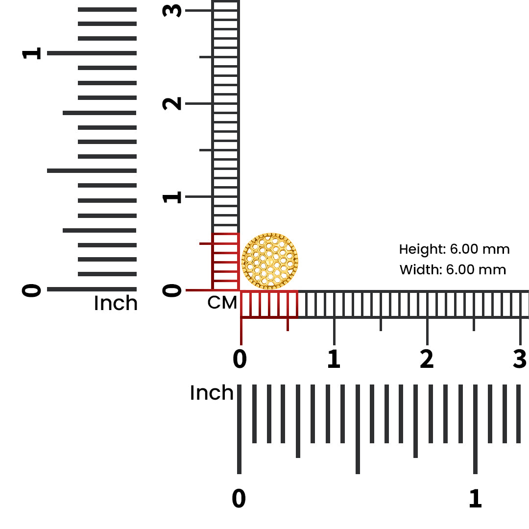 Gold nose pin measured with ruler showing 7 mm size ideal for lightweight everyday jewellery