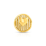 Front view of round gold nose pin design with heart pattern showcasing contemporary indian jewellery style