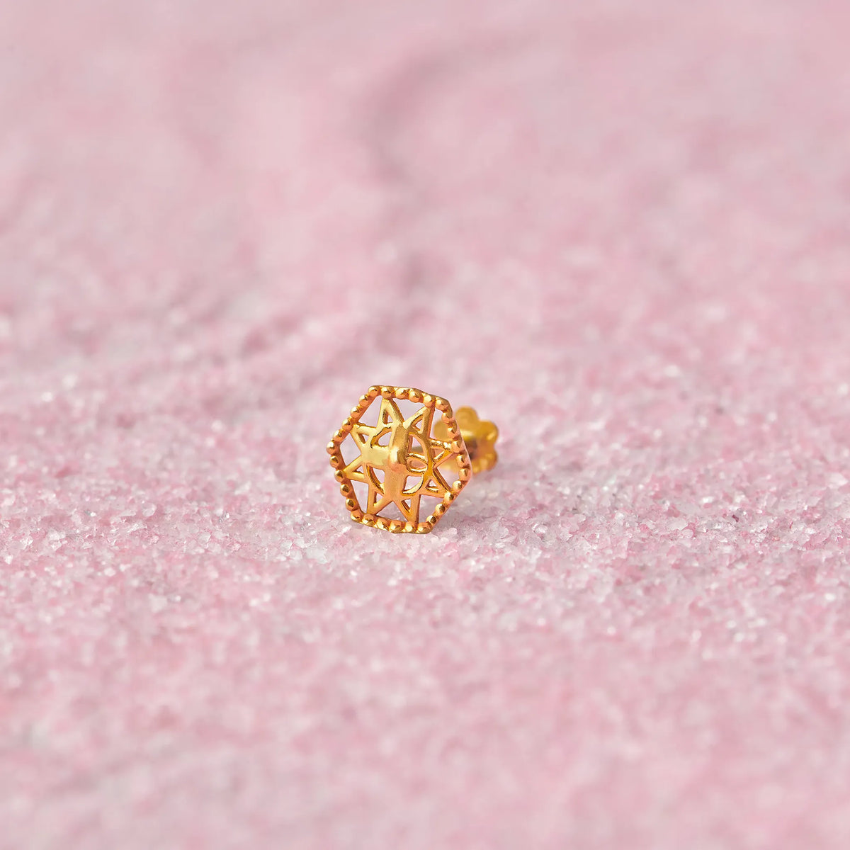 Stellar Hexa Gold Nose Pin ??Simple 18K Nose Pin Gold Design for Women