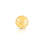 Front view of flower shaped 18K gold nose pin on a white background showing rounded petal design