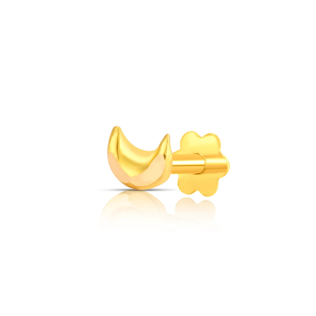 Elegant crescent moon gold nose pin crafted in 18k yellow gold with smooth polished finish