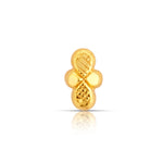 Front view of petite 18K gold nose pin on a white background showing simple rounded detailing