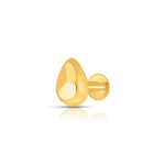 Minimal teardrop gold nose pin design crafted in 18k yellow gold with smooth polished finish