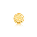 Front view of circular gold nose pin design with handcrafted diamond cut texture perfect for indian jewellery lovers