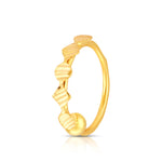 Front view of a wavy textured 18K gold nose ring on a white background highlighting the circular form