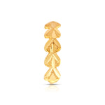 Front view of leaf motif 18K gold nose ring on a white background highlighting the detailed textured design