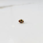 Women's gold nose pin design with compact flower design