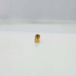 Front view of small heart 18K nose pin gold on a white background showing fine detailing