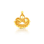 Front view of ornate crescent gold nose pin design with handcrafted beads and elegant structure