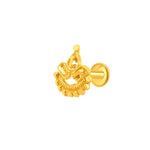 Traditional gold nose pin design crafted in 18k yellow gold featuring crescent shape and intricate detailing for women