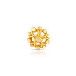 Front view of intricate floral 18K gold nose pin on a white background showing detailed craftsmanship