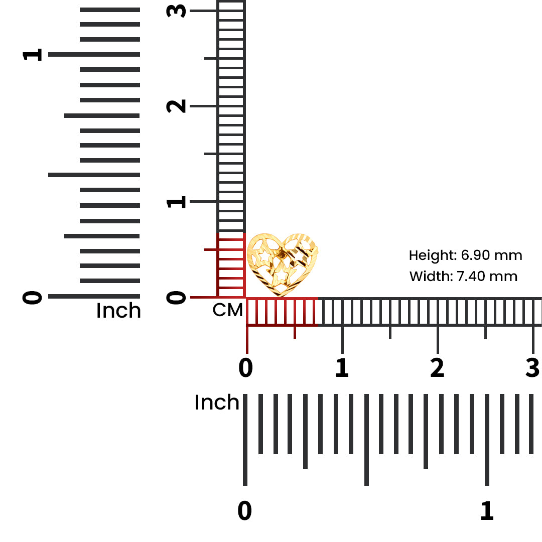 Gold nose pin measured with ruler showing 7 mm size lightweight and comfortable for everyday wear