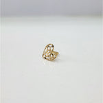 Side view of handcrafted heart gold nose pin design featuring fine detailing and modern romantic appeal