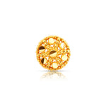 Front view of the intricate round floral design 18K gold nose pin on a white background highlighting detailed craftsmanship