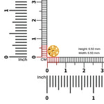 Measurement chart view displaying the exact size and post length of the round floral gold nose pin