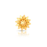 Sun motif 18K nose pin gold shown in a clean isolated view showcasing its artistic design