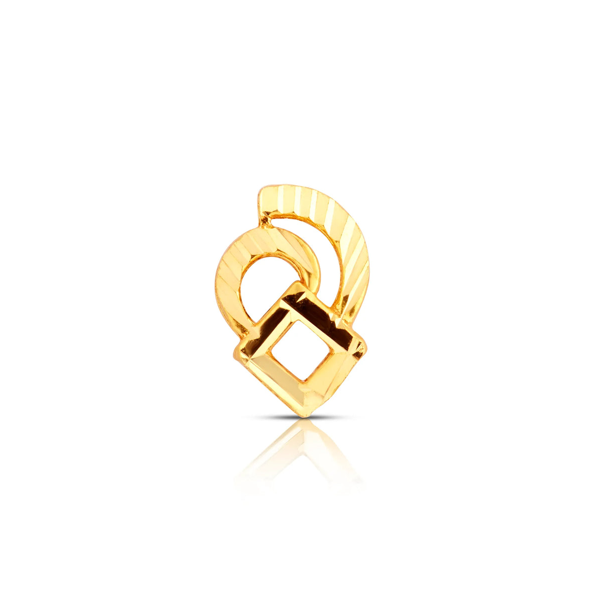 Minimal geometric 18K nose pin gold isolated on white highlighting its sleek and contemporary shape