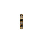 Slim vertical view of the gemstone gold nose ring on a white background emphasizing delicate thickness