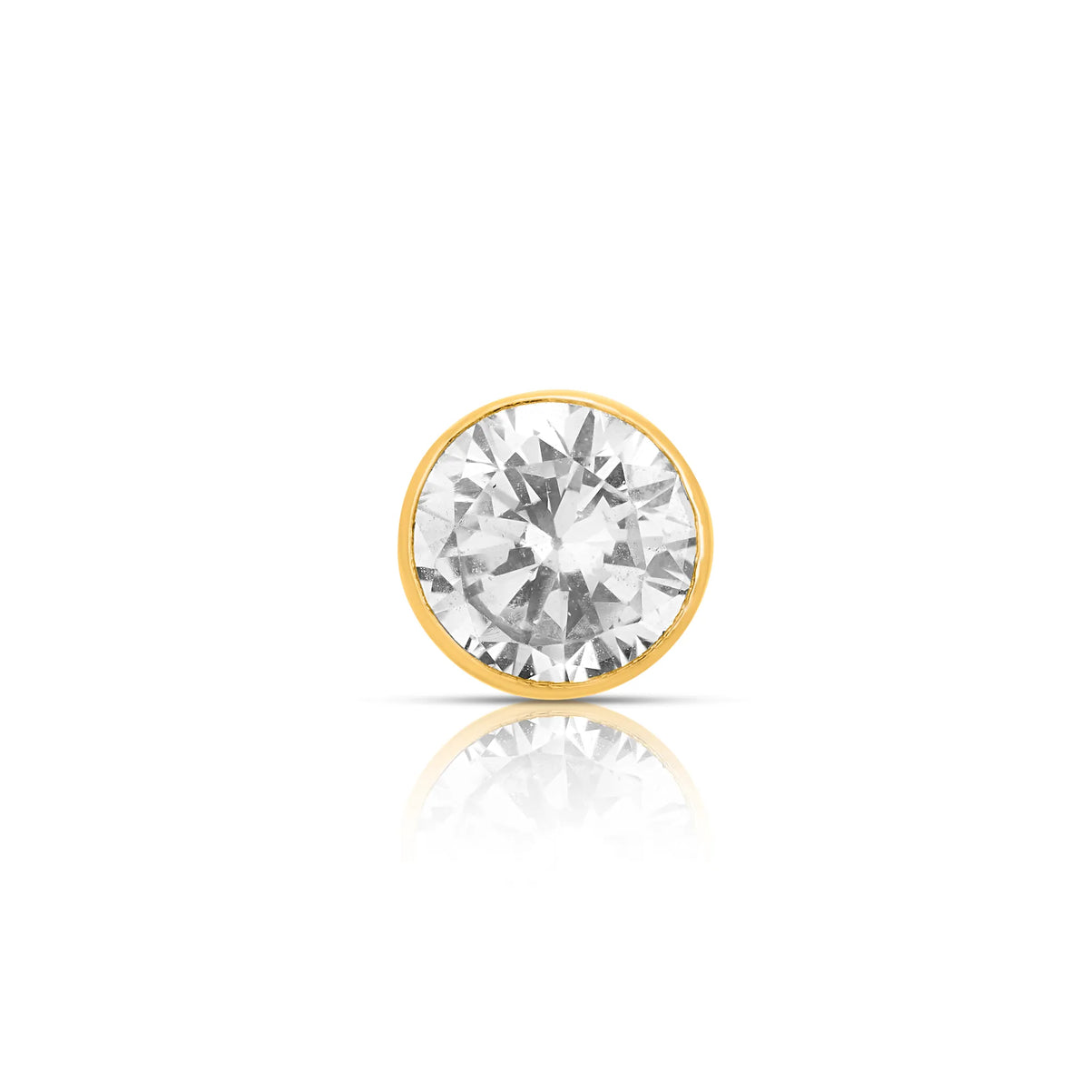 Gold stone nose pin with clear gemstone close up product image