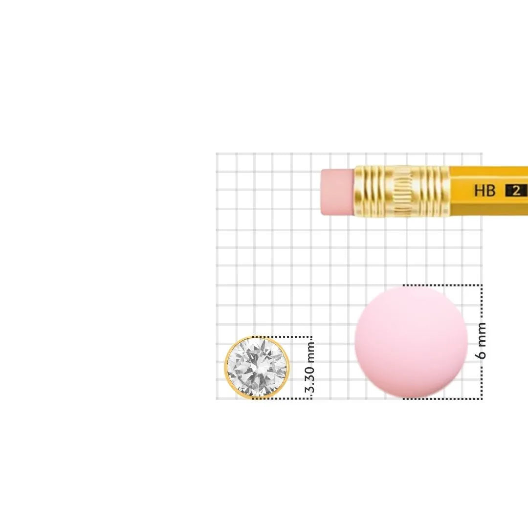 Stone nose pin size reference with ruler measurement