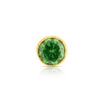 Gold stone nose pin with green gemstone front view on white background