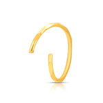 Open front angle view of minimal plain 18K gold hoop nose ring on a white background showing smooth rounded edges