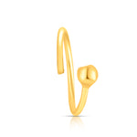 Side view of open style 18K gold nose ring showing the rounded bead detail and sleek curve