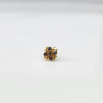 Gold ring with smoky quartz scalloped floral design, top view