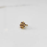 Gold cluster nose pin with brown round stones