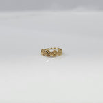 Crossbeam Circles gold nose ring in 18K gold shown in a front flat view, featuring intersecting circular cross patterns with a refined design