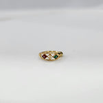 Festive Mosaic Gold Nose Pin by Yuvora in 18K gold with red and green stone design displayed on white background