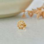 Ornate filigree gold flower stud earring, no gemstone