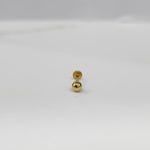 Gold ball flat back stud earring on white background
