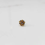 Gold floral nose pin with clear stones, product shot